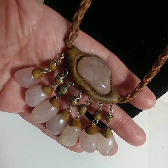 Unique Stone, Clay & Silver Arts & Crafts Necklace - Picture 2 of 7